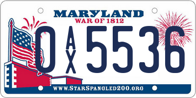 MD license plate 0AX5536