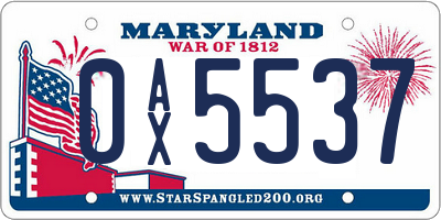 MD license plate 0AX5537