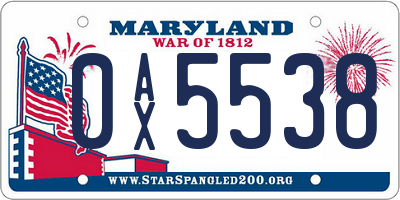 MD license plate 0AX5538