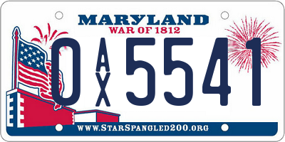 MD license plate 0AX5541