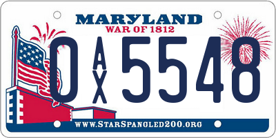 MD license plate 0AX5548