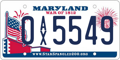 MD license plate 0AX5549