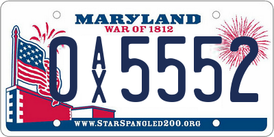MD license plate 0AX5552