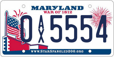 MD license plate 0AX5554