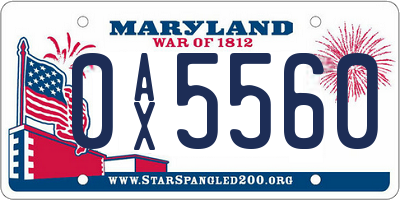 MD license plate 0AX5560