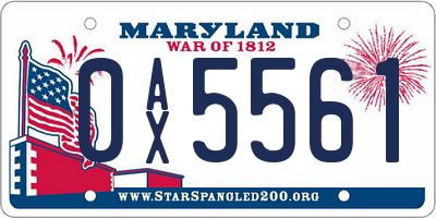 MD license plate 0AX5561