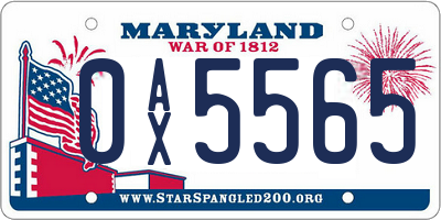 MD license plate 0AX5565