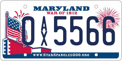 MD license plate 0AX5566