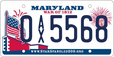 MD license plate 0AX5568