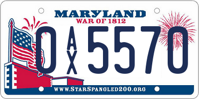 MD license plate 0AX5570