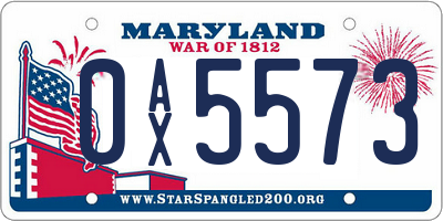 MD license plate 0AX5573