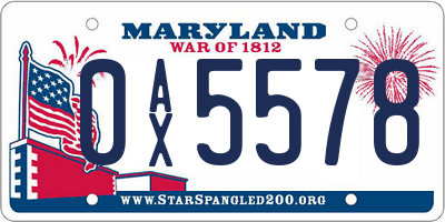 MD license plate 0AX5578