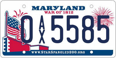 MD license plate 0AX5585