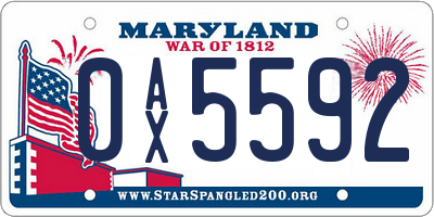 MD license plate 0AX5592