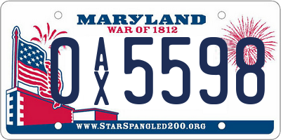 MD license plate 0AX5598