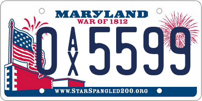 MD license plate 0AX5599