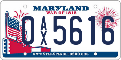 MD license plate 0AX5616