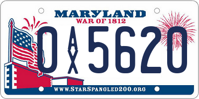 MD license plate 0AX5620