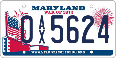 MD license plate 0AX5624