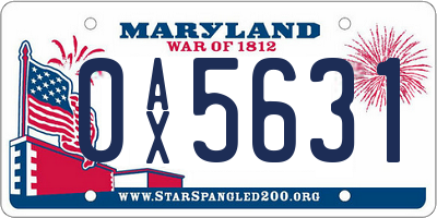 MD license plate 0AX5631