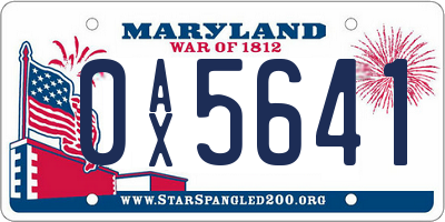 MD license plate 0AX5641