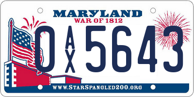 MD license plate 0AX5643