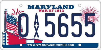 MD license plate 0AX5655