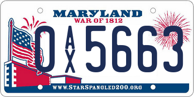 MD license plate 0AX5663