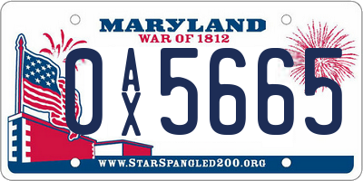 MD license plate 0AX5665