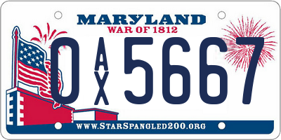 MD license plate 0AX5667