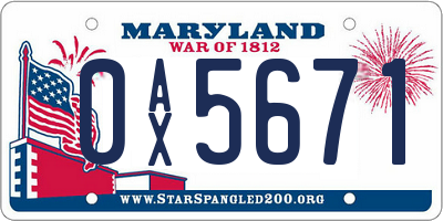 MD license plate 0AX5671