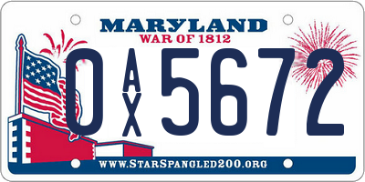 MD license plate 0AX5672