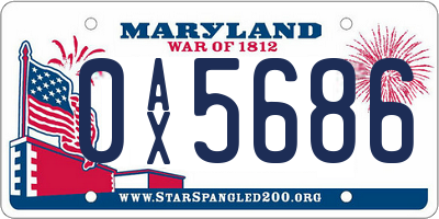 MD license plate 0AX5686