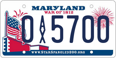 MD license plate 0AX5700