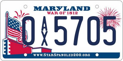 MD license plate 0AX5705