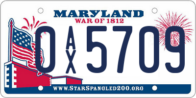 MD license plate 0AX5709