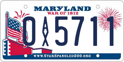 MD license plate 0AX5711
