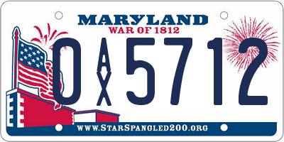 MD license plate 0AX5712