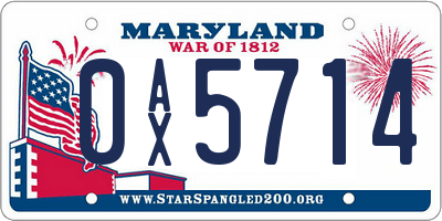 MD license plate 0AX5714
