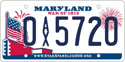 MD license plate 0AX5720