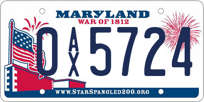 MD license plate 0AX5724