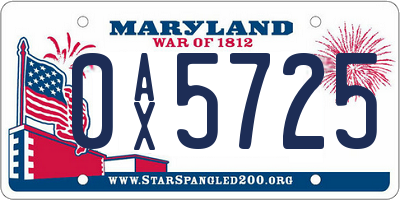 MD license plate 0AX5725