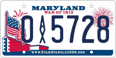MD license plate 0AX5728