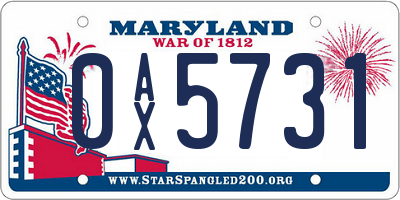 MD license plate 0AX5731