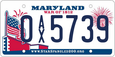 MD license plate 0AX5739