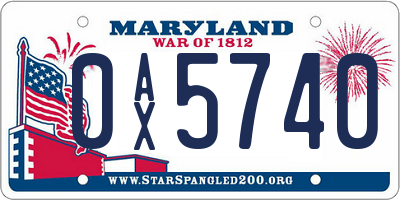 MD license plate 0AX5740
