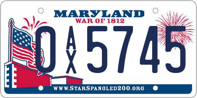 MD license plate 0AX5745