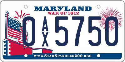 MD license plate 0AX5750