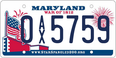 MD license plate 0AX5759