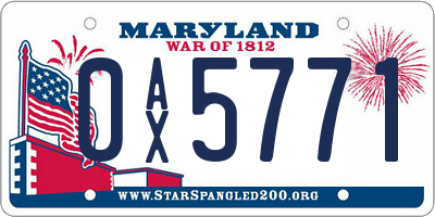 MD license plate 0AX5771